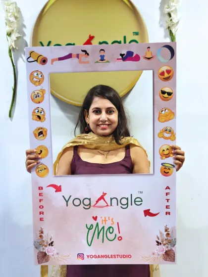 Another student showcasing the positive vibes after a session at YogAngle. It's these moments of connection and accomplishment that build our wonderful community.