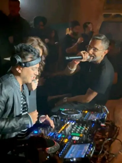 Living a dream. A candid shot of me and Yo Yo Honey Singh sharing a laugh behind the console.
