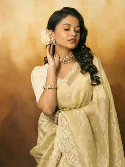 A collection of images from a retro-themed photoshoot with the beautiful actress Sanjana Tiwari. I created a soft, classic hairstyle with side-swept curls and floral accents to match the vintage aesthetic.