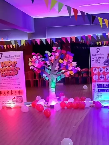 Another view of the summer camp decorations, highlighting the vibrant and welcoming environment we create for our student showcases and events.