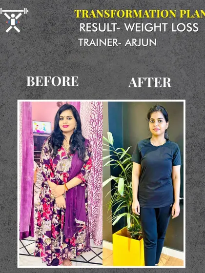 Another successful weight loss journey guided by our trainer, Arjun. Our transformation plans are tailored to each individual, helping them achieve their goals and build new confidence.