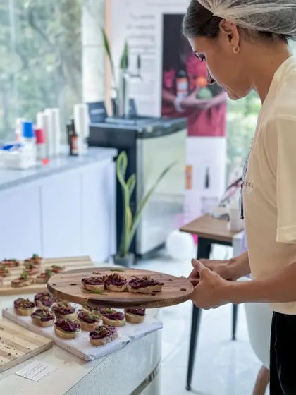 Our team setting up for an event, ensuring every platter is beautifully arranged and ready to be enjoyed by the guests.