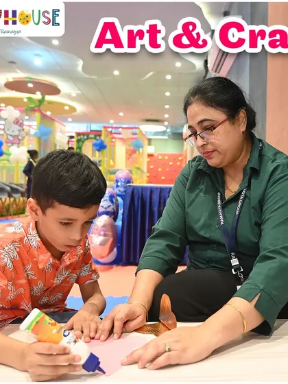 An art and craft session in full swing. I provide all the materials and guidance needed for kids to create their own masterpieces to take home.