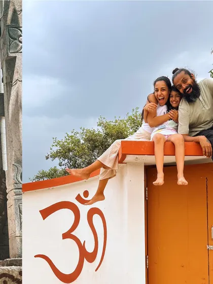 A family moment at the ashram. Our community extends to all ages, and it is a joy to share this space with loved ones.