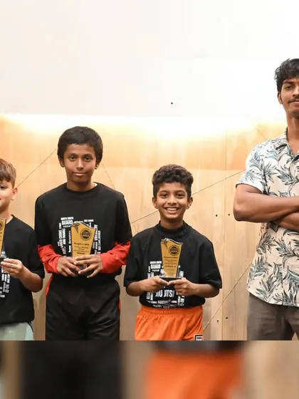 Our young male winners from the kids' division of the BJJ tournament. These boys are the future of grappling in our gym.