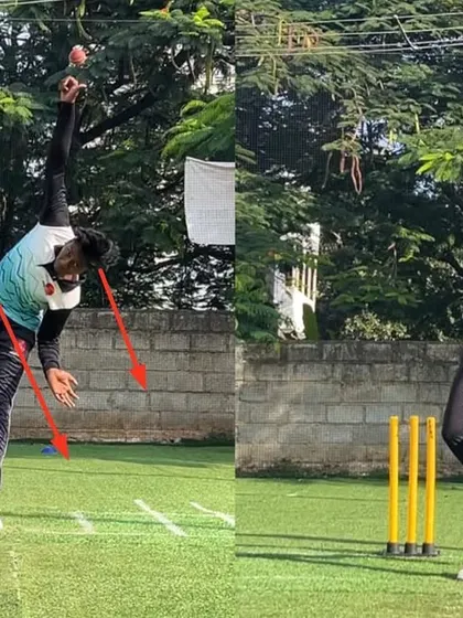Massive changes for this right arm off spinner who had a body collapse and an opened front foot. We corrected his alignment and body position to achieve more turn and consistency.