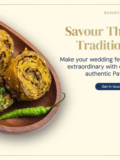 Add a touch of Gujarat to your celebration with our authentic Patra. These steamed and rolled colocasia leaves are filled with a tangy and spicy gram flour mixture, making for a delightful snack.