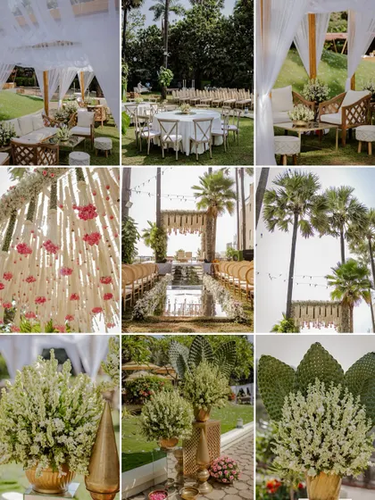 A grid showcasing the variety of beautiful decor elements from a magical garden wedding.