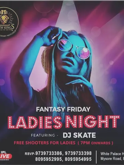 "Fantasy Friday Ladies Night" poster, another one of my regular themed nights.