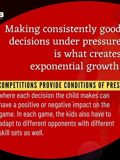 Competition Creates Pressure: Competitions provide the high-pressure conditions necessary for players to practice making good decisions consistently, leading to exponential growth.