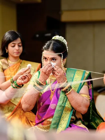 Happy tears. Poorva gets emotional during the ceremony, a raw and honest moment that shows the depth of feeling on a wedding day.