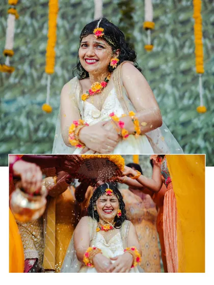 A duplicate of image 283, capturing the uninhibited joy of a Haldi celebration.