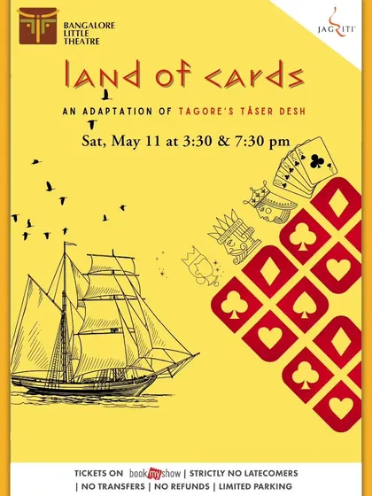 The poster for "Land of Cards," an adaptation of Tagore's "Taser Desh" by Bangalore Little Theatre.