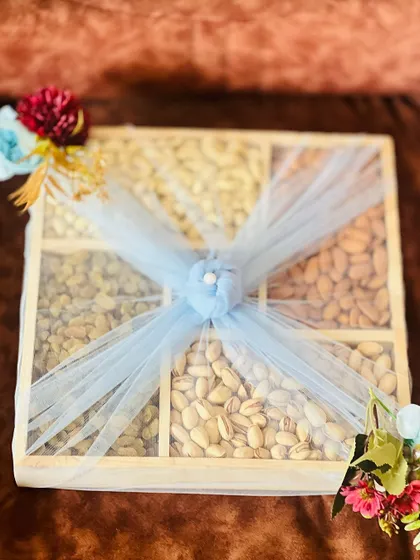 A final shot of the beautiful and healthy dry fruit gift hamper.
