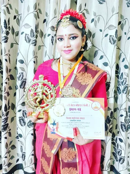 Proud moments of my students with their trophies and certificates from various online and offline competitions, showcasing their consistent achievements.