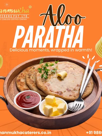 Our delicious Aloo Parathas, wrapped in warmth and served with butter and ketchup for a hearty and satisfying breakfast or meal.