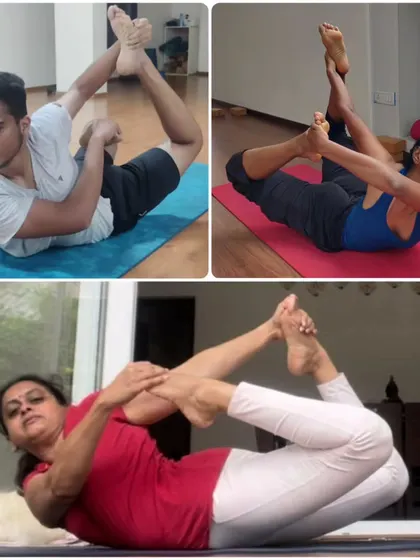 This collage shows different practitioners in Dhanurasana (Bow Pose). It illustrates that while the pose is the same, each individual's expression of it is unique, reflecting their personal journey.