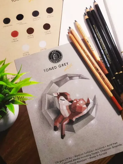 Another product review shot, featuring a drawing on toned grey paper. Using quality materials is essential to my work.