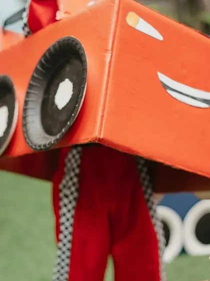 Here's another one of our little racers, ready to zoom. We love creating activities that combine crafting with active play for a well-rounded party experience.