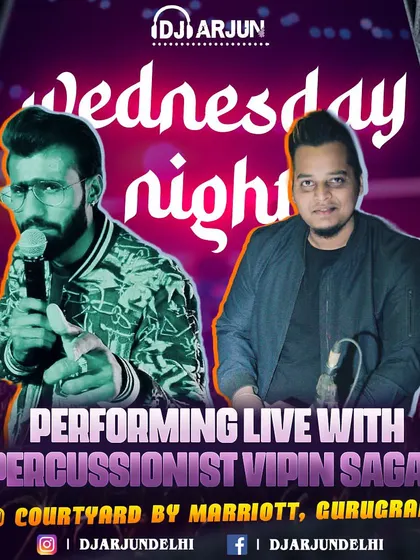 The energy is always electric when I team up with a live percussionist. This poster promotes one of our many successful nights together, delivering non-stop entertainment.