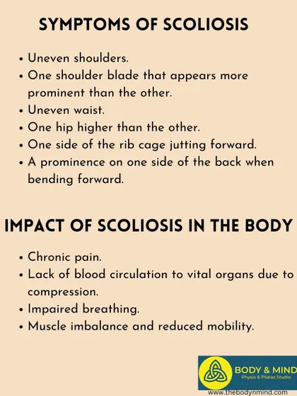 Here are the common symptoms and impacts of scoliosis, such as uneven shoulders, chronic pain, and impaired breathing.