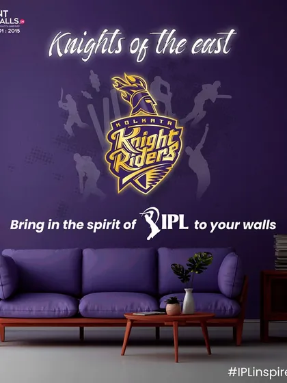Knights of the East, the Kolkata Knight Riders. Let's cheer for the two-time winners with an IPL-inspired wall. I can bring the spirit of the game to your home with their iconic purple and gold.