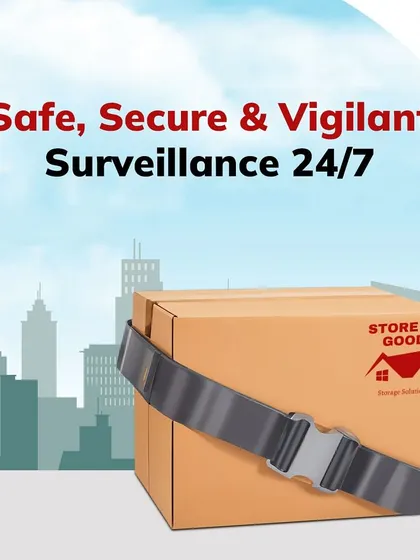 My promise is 24/7 vigilant surveillance. With a box securely buckled, this image represents the constant safety and security I provide for your items.