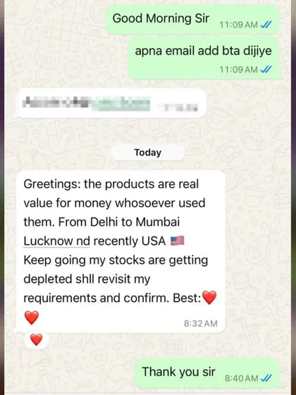 It brings me so much joy to see my products being loved not just locally, but across the country and even in the USA. This message from a happy client is a wonderful reminder of why I focus on creating products with real value and purity.