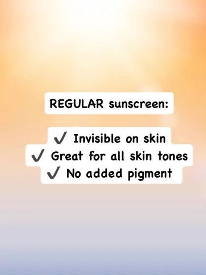 A regular, non-tinted sunscreen is designed to be invisible on the skin, making it a great choice for all skin tones without adding any pigment.