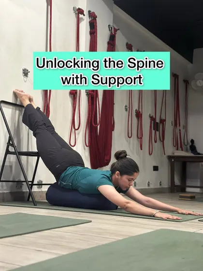 Unlocking the spine requires support. Using a bolster and chair, we create traction and stability to decompress the vertebrae and release tension, which is especially beneficial for those with back stiffness or pain.