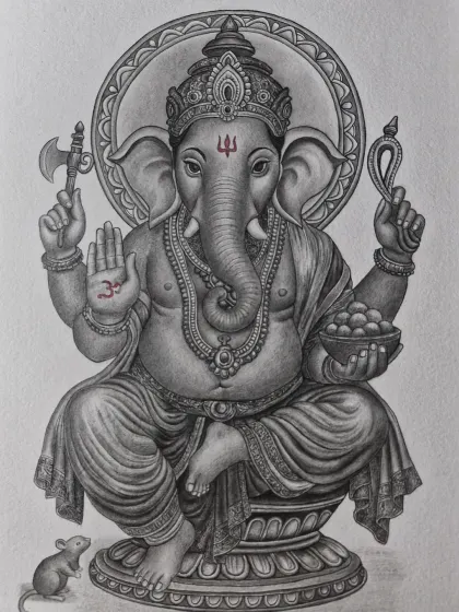 A detailed pencil sketch of Ganpati Bappa, perfect for bringing a spiritual and artistic touch to your space. I draw various deities, focusing on capturing their divine essence with graphite and charcoal.