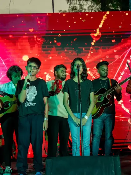 Students singing their hearts out on stage. The annual showcase is a testament to the passion and talent nurtured within our community.