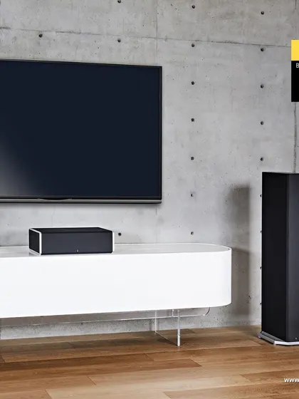 The Definitive Technology BP9040 tower speaker features a built in powered subwoofer for room shaking bass. This design provides a full range audio experience from a single, elegant tower, eliminating the need for a separate subwoofer box.