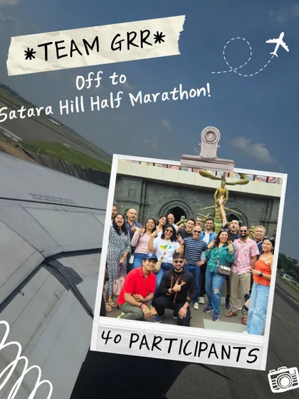 Team GRR, 40 participants strong, off to the Satara Hill Half Marathon. We don't just train together; we travel and race together.