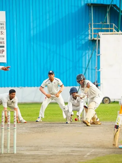 An intense moment from a practice match in Dehradun. You can see the slip cordon ready and the batsman focused. I create these high-pressure scenarios to test my players' skills and temperament in a competitive setting.