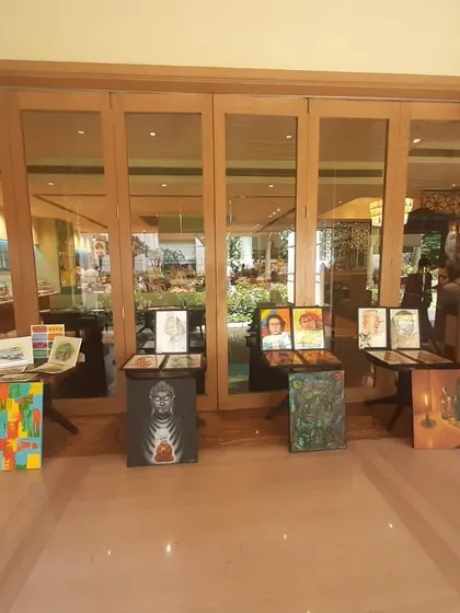 Another view of the exhibition setup at the hotel.