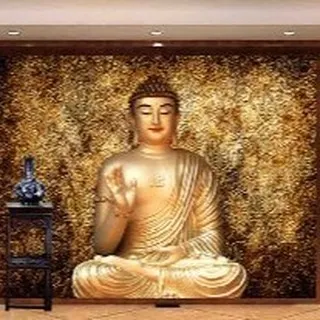 A duplicate of media 206, this wallpaper featuring a golden Buddha is perfect for creating an atmosphere of opulence and tranquility.