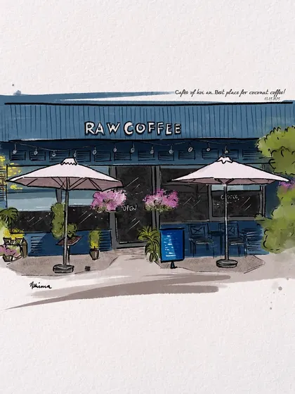 A sketch of a favorite coffee shop in Hoi An, Vietnam. I can create a custom architectural illustration of your business storefront or a place that holds special meaning for you.