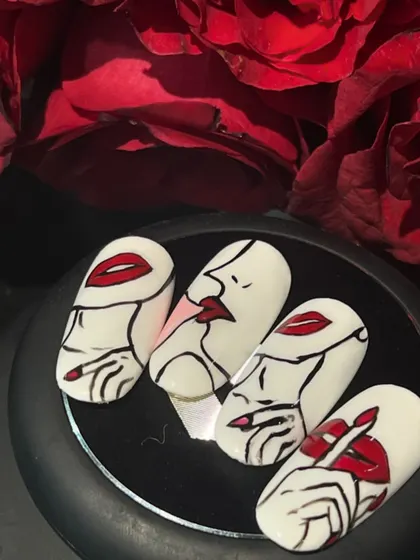 This abstract, line-art design with bold red lips was another one of my creations for Valentine's Day.