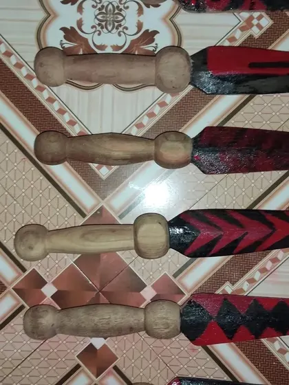 More custom-designed training blades, showing different patterns.