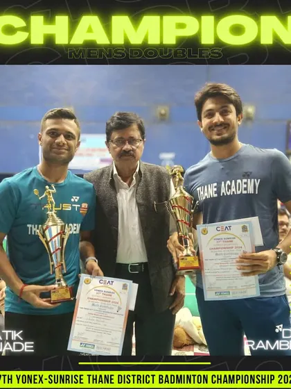 Deep Rambhiya and Pratik Ranade, the Men's Doubles champions at the Thane District Championship.