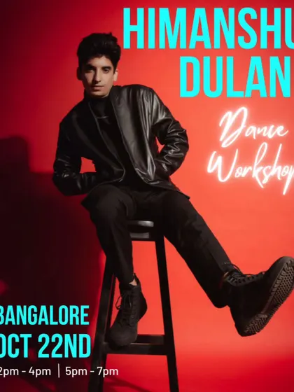 We host some of the biggest names in the Indian dance scene, like Himanshu Dulani. This poster announces one of his electrifying workshops, which consistently sell out.