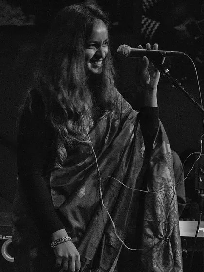 A happy, candid black and white shot from a performance at Nublu in NYC. The joy of making music with friends shines through even in a still photograph.