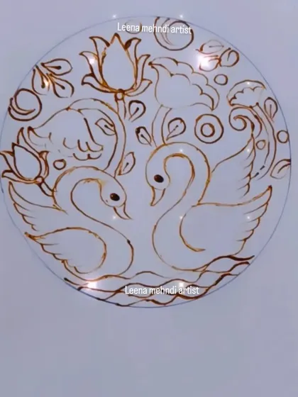 The delicate outline of the swan mandala. Practicing the linework is the first step to ensuring a clean and elegant final design.