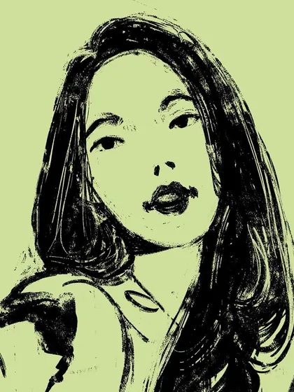 Part of my Pantone-inspired series, this portrait uses a shadow lime background to complement the black ink-style drawing. It's a study in how color can define the mood of a piece.