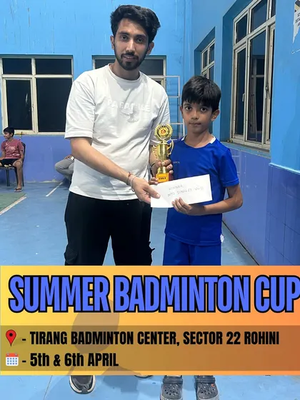 A young singles champion from the Summer Badminton Cup in Rohini. His focus and composure under pressure were truly impressive for his age.
