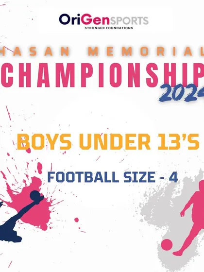 An informational graphic specifying the use of a size 4 football for the Boys U13 category, ensuring age-appropriate equipment.