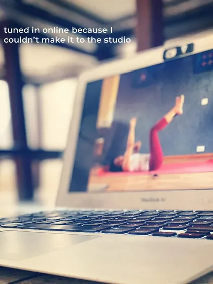 A member's win: tuning in online because she couldn't make it to the studio. Our online options ensure you never have to miss a workout.