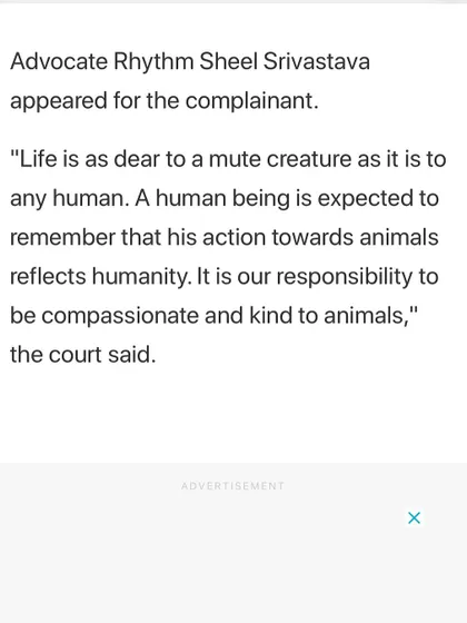 The court's powerful words from the judgment, emphasizing our responsibility to be compassionate and kind to animals. This was a core part of the legal and moral victory.