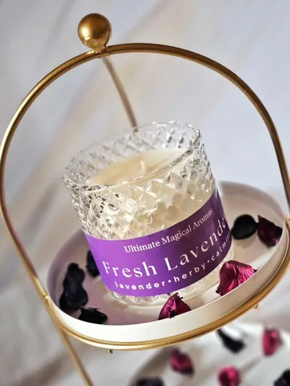 The 'Fresh Lavender' Crystal Jar Candle. Its calming, herby scent is a classic for a reason, perfect for creating a relaxing and peaceful environment.